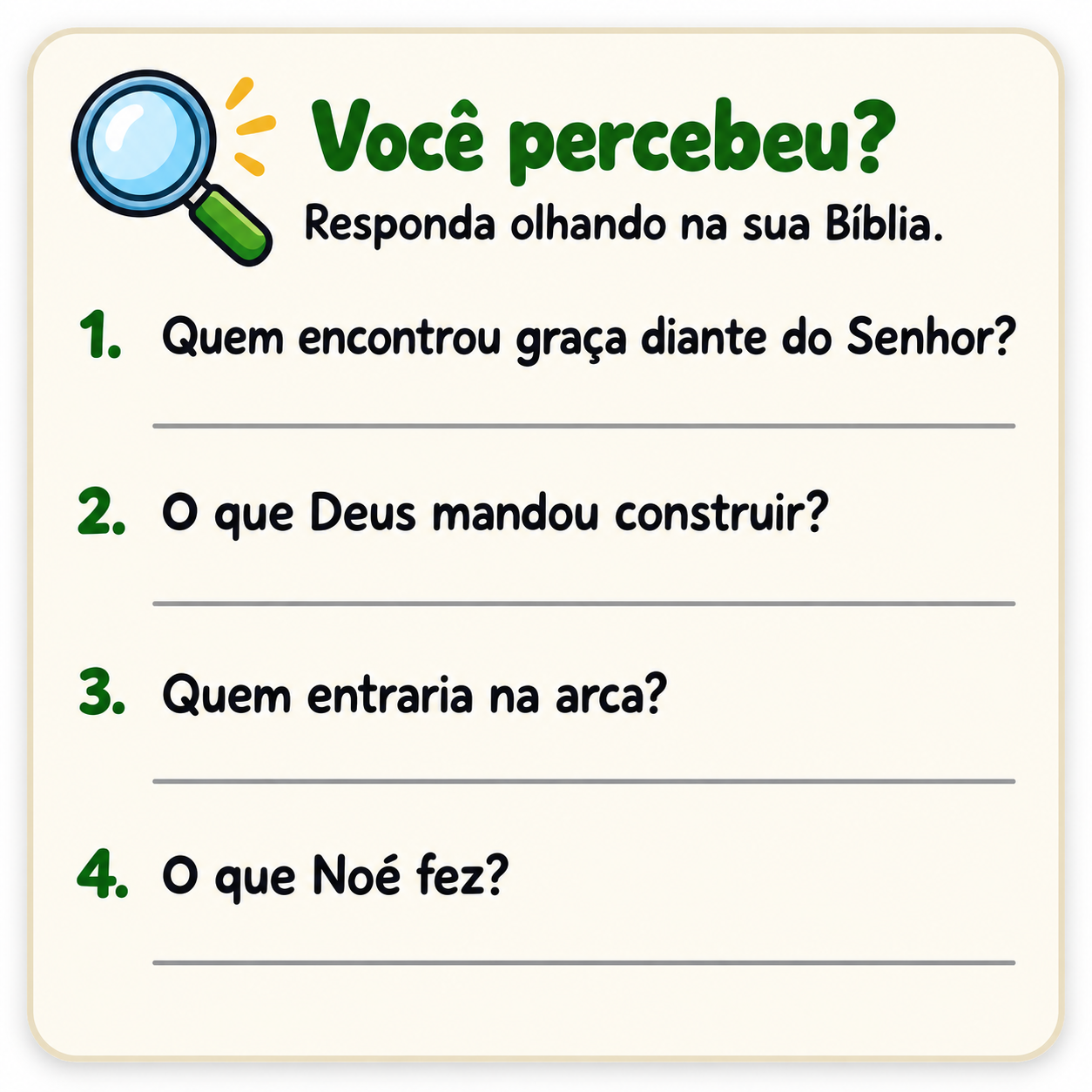 Página de exemplo: Perguntas de observação